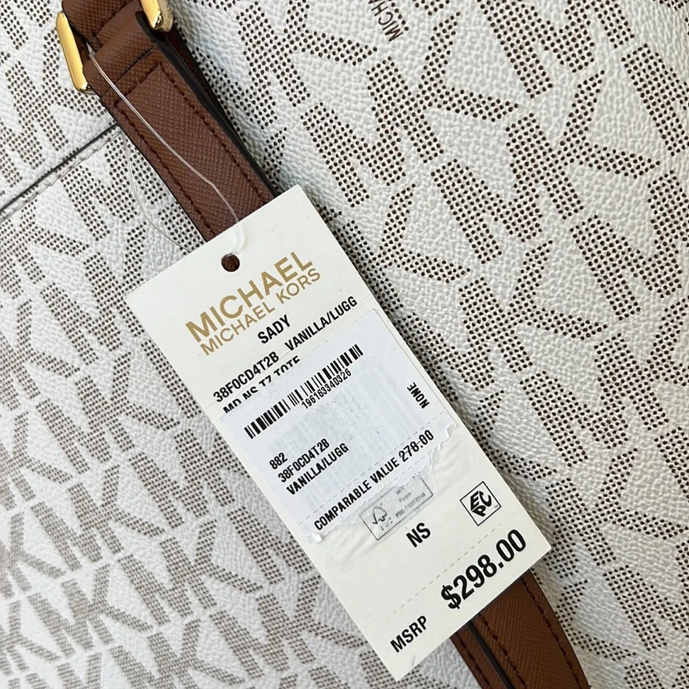 MICHAEL KORS Sady MEDIUM  monogrammed shopper tote  vanilla